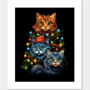 Cat Christmas Tree Posters and Art